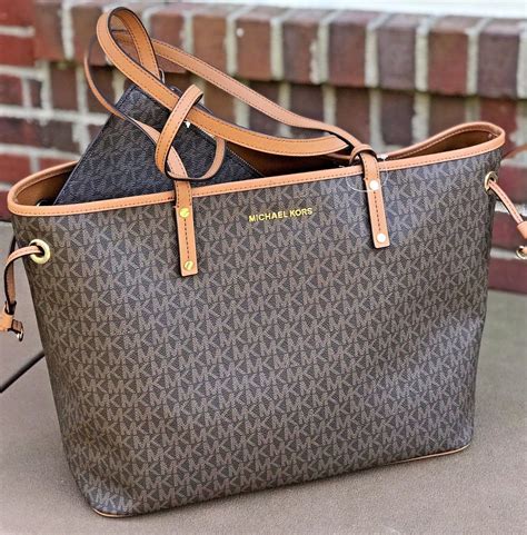 michael kors brown tote bag large|solid brown michael kors purses.